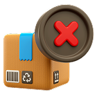 Caja de envío con símbolo de X roja indicando devolución o rechazo